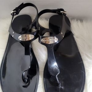MICHAEL KORS Black and Silver Jelly Sandals